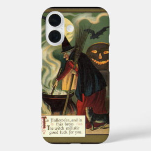 Halloween Witch Stirring Magic Cauldron iPhone 16 Hoesje