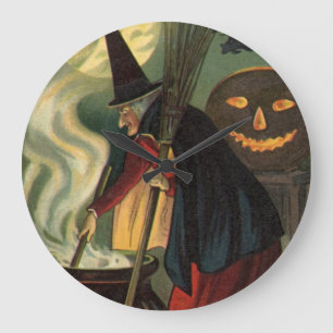  Halloween Witch Stirring Magic Cauldron Grote Klok