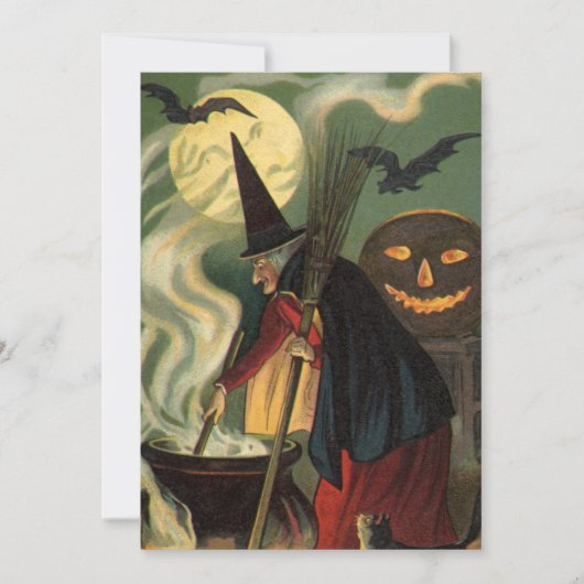  Halloween Witch Stirring Magic Cauldron Kaart (Voorkant)