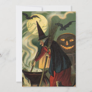  Halloween Witch Stirring Magic Cauldron Kaart