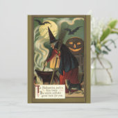 Halloween Witch Stirring Magic Cauldron Kaart (Staand voorkant)