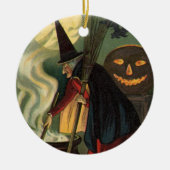  Halloween Witch Stirring Magic Cauldron Keramisch Ornament (Voorkant)