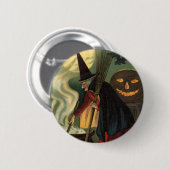 Halloween Witch Stirring Magic Cauldron Ronde Button 5,7 Cm (Voorkant /achterkant)