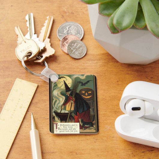  Halloween Witch Stirring Magic Cauldron Sleutelhanger (Bureau)