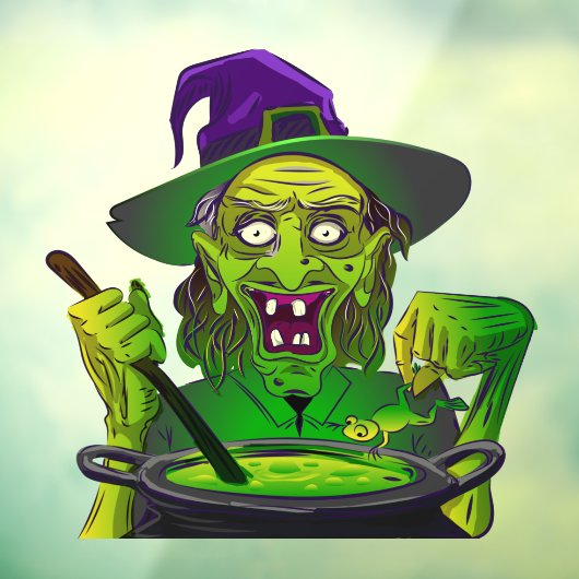 Halloween Witch Toad Frog Soup Raamsticker (Vel 3)