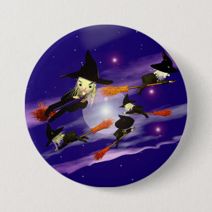 Halloween Witch Traffic Ronde Button 7,6 Cm