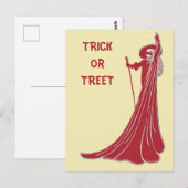 Halloween Witch, Trick of Treet, bewerkt tekst Briefkaart (Voorkant / Achterkant)