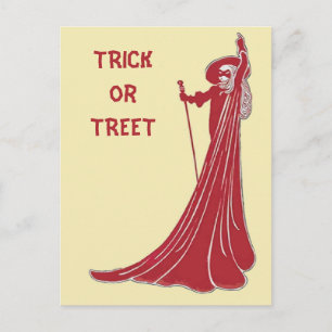 Halloween Witch, Trick of Treet, bewerkt tekst Briefkaart