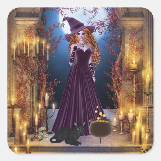 Halloween Witch van Candlelight Vierkante Sticker (Voorkant)