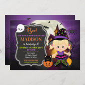 Halloween Witch Verjaardag Uitnodiging (Voorkant / Achterkant)