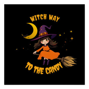 Halloween Witch - Welke weg naar het Snoep Perfect Poster