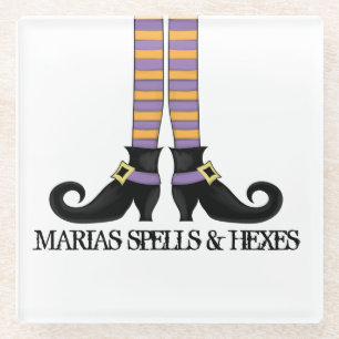 Halloween Witch Whimsical Fun Colorful Shoes Glazen Onderzetter