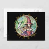 Halloween Witch White Cat Briefkaart (Voorkant / Achterkant)