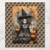 Halloween Witch Wijn Etiket (Enkel label)