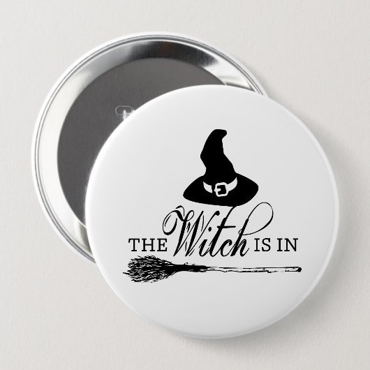 Halloween Witch Zwart-wit Button Pin Badge (Voorkant /achterkant)