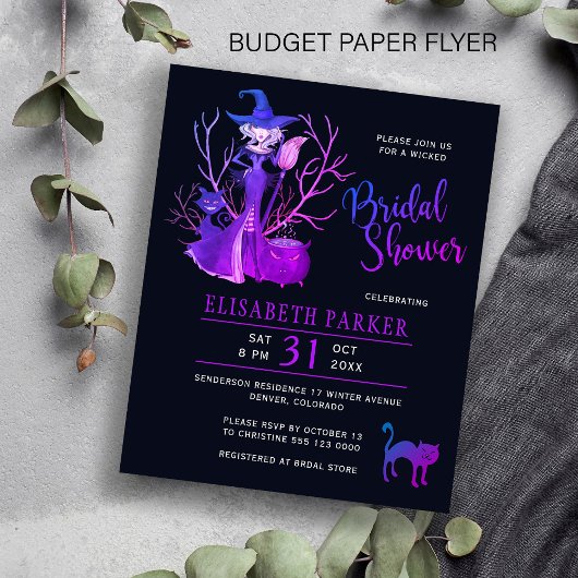 Halloween witch zwarte bruiddouche Uitnodiging Flyer