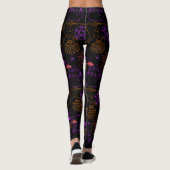 Halloween Witchcraft Patroon Neon 01 Zwart BG Leggings (Achterkant)