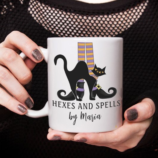 Halloween Witches Black Cat Cute Script Coffe Koffiemok