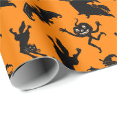 Halloween Witches Cats en Jack O'Lanterns Cadeaupapier (Rol Hoek)
