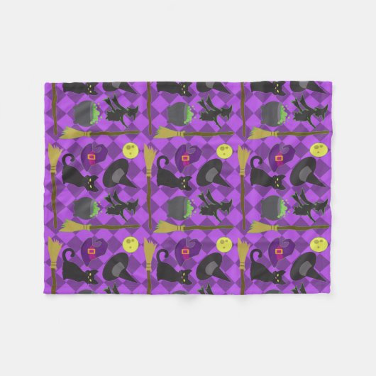 Halloween Witches Fleece Deken (Voorkant (Horizontaal))