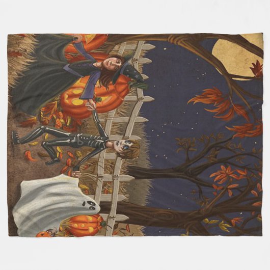 Halloween Witches Ghouls and Ghosts Oh Mijn Fleece Deken (Voorkant (Horizontaal))