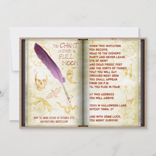 Halloween Witches Magic Spell Book Eyeball Spider Kaart (Achterkant)