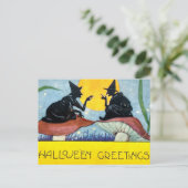 Halloween Witches on Toadstool with Full Moon Briefkaart (Staand voorkant)