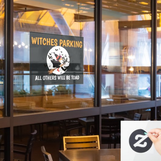 Halloween Witches Parking Humor Raamsticker (Restaurant Raam)