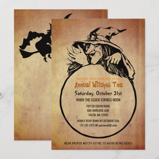 Halloween Witches Tea Party  Kijk Kaart (Voorkant / Achterkant)