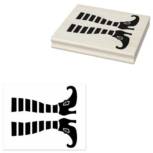 Halloween Witch's Legs Gestreepte Kousen Rubberstempel (Gestempeld)