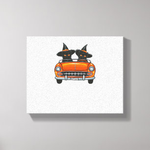 Halloween Witchy Cats Classic T-shirt Canvas Afdruk