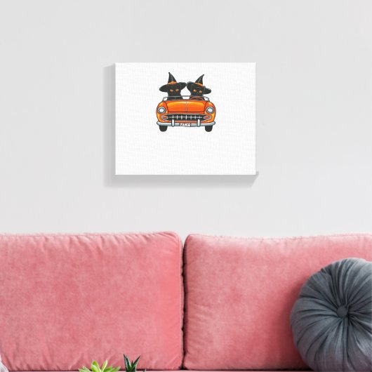 Halloween Witchy Cats Classic T-shirt Canvas Afdruk (Insitu (Woonkamer))