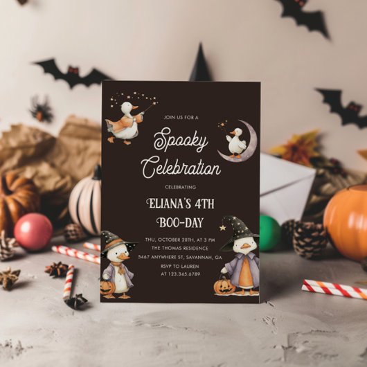 Halloween Witchy Goose Spooky Kids Verjaardag Kaart