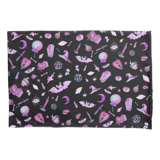 Halloween: Witchy Gothic Pattern Pillowcase Kussensloop (Voorkant)