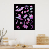 Halloween: Witchy Gothic Pattern Poster (Keuken)