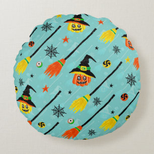 Halloween Witchy Naadloos Thema Rond Kussen