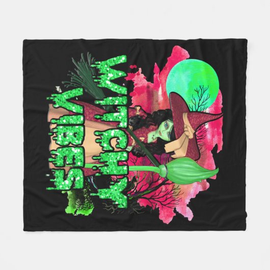 Halloween Witchy Vibes Fleece Deken (Voorkant (Horizontaal))
