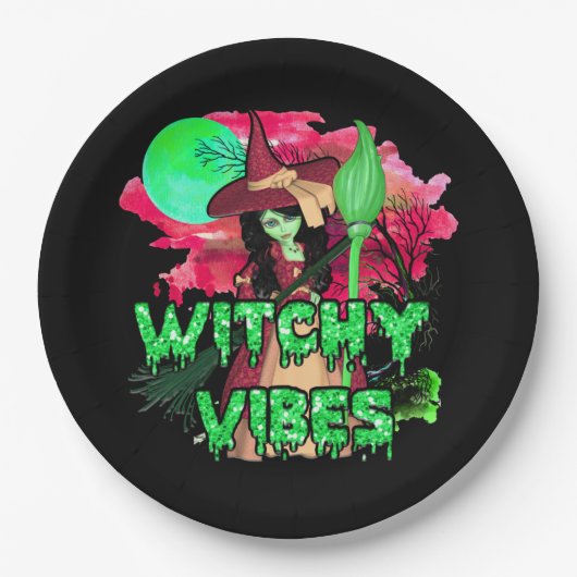 Halloween Witchy Vibes Papieren Bordje (Voorkant)