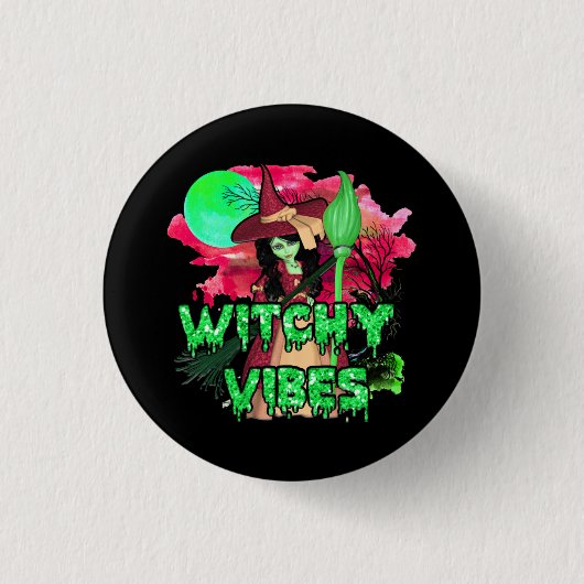 Halloween Witchy Vibes Ronde Button 3,2 Cm (Voorkant)