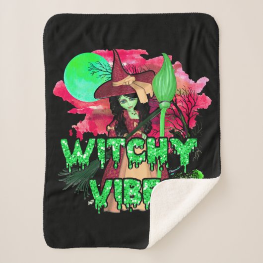 Halloween Witchy Vibes Sherpa Deken (Voorkant)