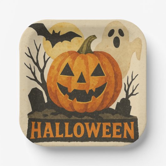 Halloween with a sensual collage technique papieren bordje (Voorkant)