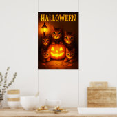 Halloween with Cat Orange Digital Art Poster (Keuken)