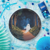 Halloween witte geest in bos papieren bordje (Feest)