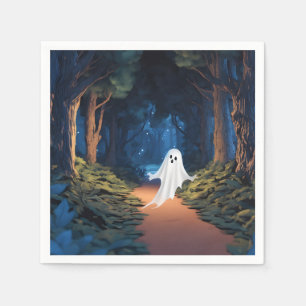 Halloween Witte Geest In Bos Servet