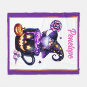 Halloween Wizard in Pumpkin Mok Lollipop Magic Fleece Deken (Voorkant (Horizontaal))