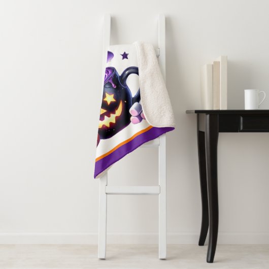 Halloween Wizard in Pumpkin Mok Lollipop Magic Sherpa Deken (In situ)