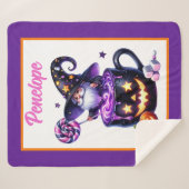 Halloween Wizard in Pumpkin Mok Lollipop Magic Sherpa Deken (Voorkant (horizontaal))