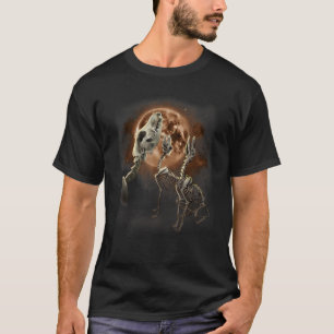 Halloween Wolf Drie Wolven Huilen naar de Maan T-shirt