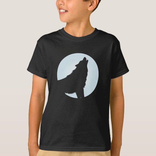Halloween Wolf Howling Blue Moon T-shirt (Voorkant)