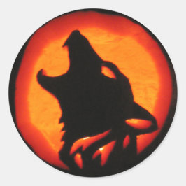 Halloween Wolf Howling Ronde Sticker